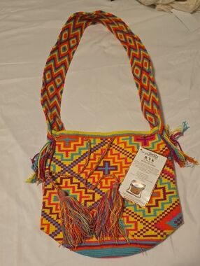 Artisan Multicolor Woven Shoulder Bag with Tassels By Our Colombian Artisans